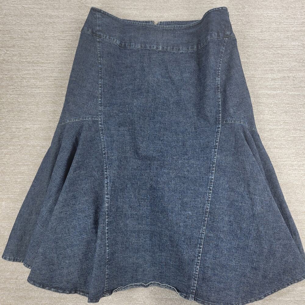 VTG Powerline Denim Skirt Size 8 Blue Dark‎ Wash Flounce Flared Mermaid Rodeo